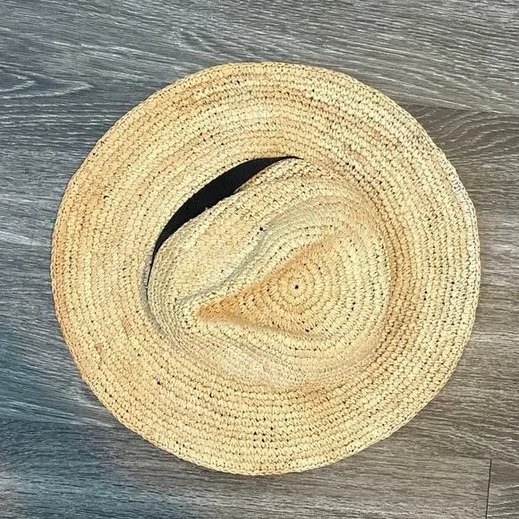 NWT J.Crew Wide Brim Foldable Raffia Straw Hat Size S-M